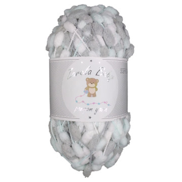 Zarela Baby Pom Pom Yarn 200g - 22 White-Grey-Mint