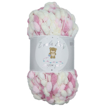 Zarela Baby Pom Pom Yarn 200g - 25 White-Cream-Pink-Rose