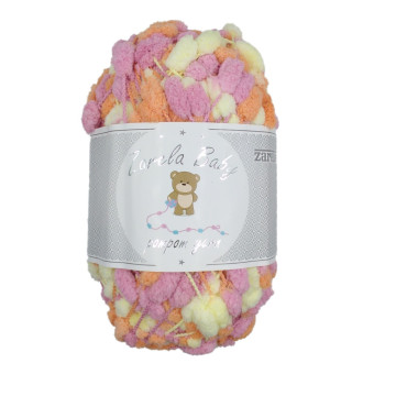 Zarela Baby Pom Pom Yarn 200g - 30 Yellow-Rose-Orange