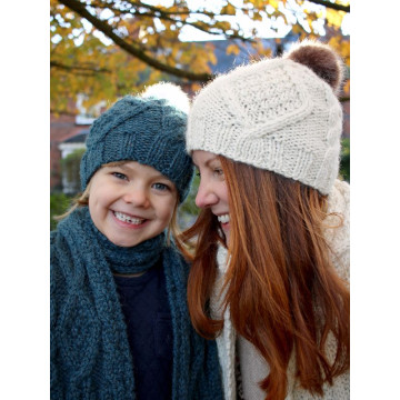 Zarela Chunky Diamond Cable Hat Z002 Adult and Child - Knit in 100% Luxurious Baby Alpaca Downloadable Knitting Pattern 
