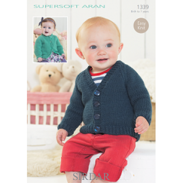 Sirdar Supersoft Aran 1339 Cardigans 0-7 years Downloadable Knitting Pattern
