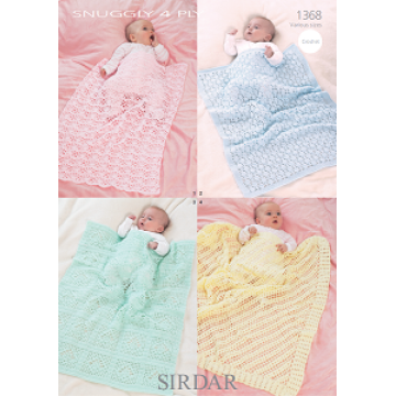 Sirdar Snuggly 4ply Blankets and Shawl 1368 Blankets Downloadable Crochet Pattern