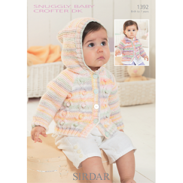Sirdar Snuggly Baby Crofter DK 1392 Cardigans 0-7years Downloadable Knitting Pattern