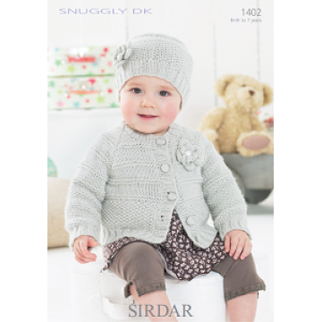 Sirdar Snuggly DK 1402 Cardie and Hat 0-7years Downloadable Knitting Pattern