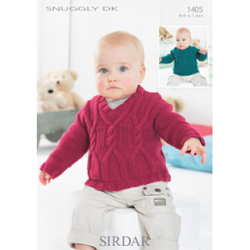 Sirdar Snuggly DK 1405 Baby Boys Sweater 0-7years Downloadable Knitting Pattern