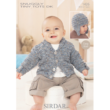 Sirdar Snuggly Tiny Tots DK 1426 Cardigan and Helmet 0-7 years Downloadable Knitting Pattern