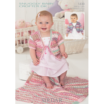 Sirdar Snuggly Baby Crofter DK 1439 Cardigan and Blanket 0-7 years Downloadable Knitting Pattern