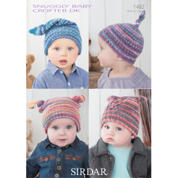 Sirdar Snuggly Baby Crofter DK 1482 Hats Downloadable Knitting Pattern