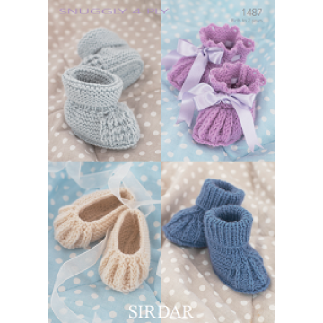 Sirdar Snuggly 4ply 1487 Shoes and Bootees 0-2 years Downloadable Knitting Pattern