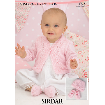 Sirdar Snuggly DK 1723 Cardigan Hat and Shoes 0-6 years Downloadable Knitting Pattern