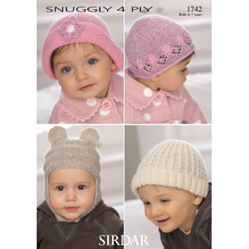 Sirdar Snuggly 4ply 1742 Hats 0-7 years Downloadable Knitting Pattern
