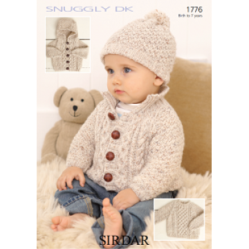 Sirdar Snuggly DK 1776 Sweater, Jacket and Hat 0-7 years Downloadable Knitting Pattern