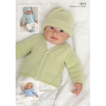 Sirdar Snuggly DK 1815 Cadigans, Hats, Mittens and Bootees Premature - 12 months Downloadable Knitting Pattern