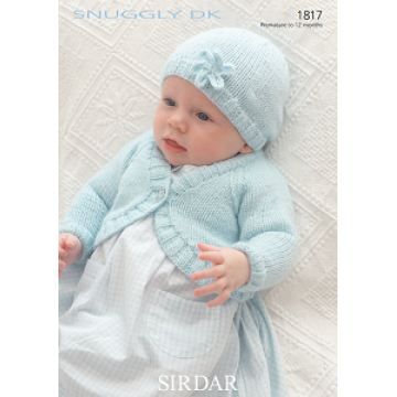 Sirdar Snuggly DK 1817 Bolero Cardigan and Hat premature - 12 months Downloadable Knitting Pattern