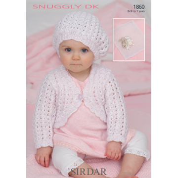 Sirdar Snuggly DK 1860 Girls Cardigan, Beret and Blanket 0-7 years Downloadable Knitting Pattern
