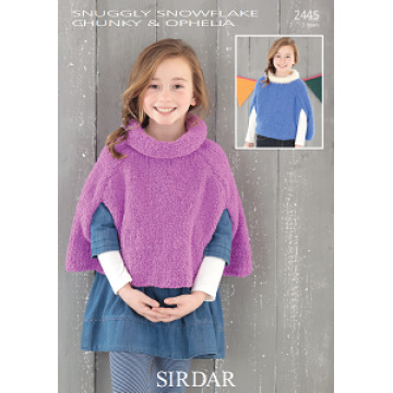 Sirdar Snuggly Snowflake Chunky 2445 Cape 2-13 years Downloadable Knitting Pattern
