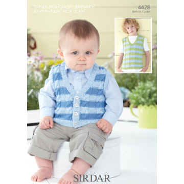 Sirdar Snuggly Baby Bamboo DK 4428 Waistcoat and Tank 0-7 years Downloadable Knitting Pattern