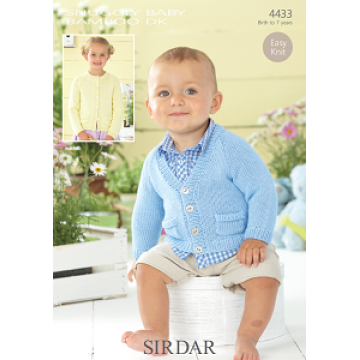 Sirdar Snuggly Baby Bamboo DK 4433 Cardigans 0-7 years Downloadable Knitting Pattern