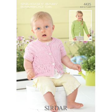 Sirdar Snuggly Baby Bamboo DK 4435 Lace Cardigans 0-7 years Downloadable Knitting Pattern