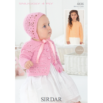 Sirdar Snuggly 4ply 4436 Crochet Cardigan 0-7 years Downloadable Knitting Pattern