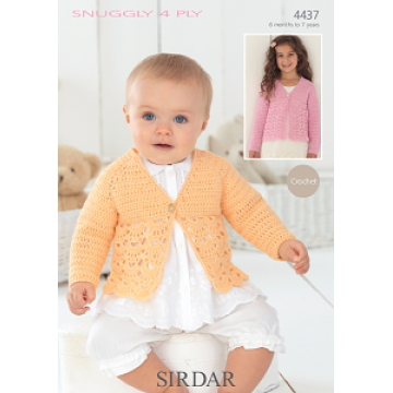 Sirdar Snuggly 4ply 4437 Crochet Cardigan 0-7 years Downloadable Crochet Pattern