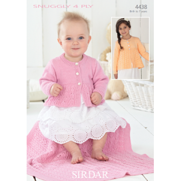 Sirdar Snuggly 4ply 4438 Cardigans and Blanket 0-7 years Downloadable Knitting Pattern