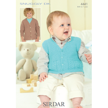 Sirdar Snuggly DK 4441 Cardigan and Waistcoat 0-7 years Downloadable Knitting Pattern