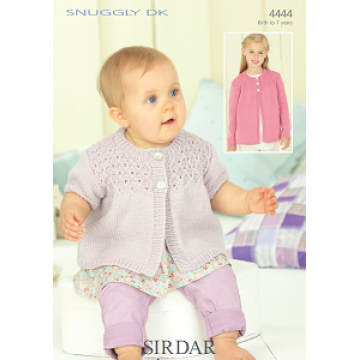 Sirdar Snuggly DK 4444 Round neck Cardigans and Bonnet 0-7 years Downloadable Knitting Pattern