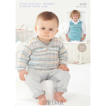 Sirdar Snuggly Baby Crofter DK 4449 Sweater and Tank 0-7 years Downloadable Knitting Pattern