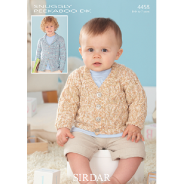 Sirdar Snuggly Peekaboo DK 4458 Cardigans 0-7 years Downloadable Knitting Pattern