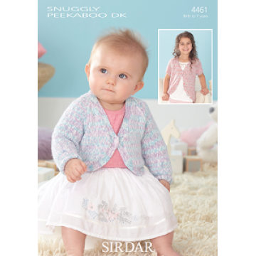 Sirdar Snuggly Peekaboo DK 4461 V Neck Cardigans 0-7 years Downloadable Knitting Pattern
