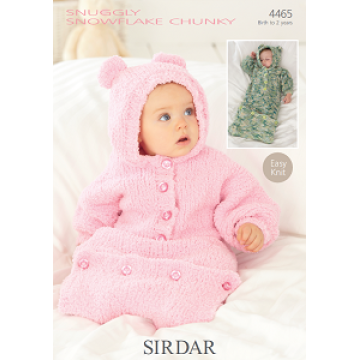 Sirdar Snuggly Snowflake Chunky 4465 All in One Sleeping Bag 0-2 years Downloadable Knitting Pattern