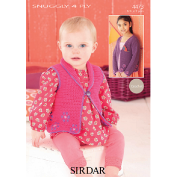 Sirdar Snuggly 4ply 4473 Crochet Cardie and Waistcoat 0-7 years Downloadable Crochet Pattern