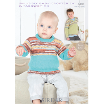 Sirdar Snuggly Baby Crofter DK 4481 Sweaters 0-7 years Downloadable Knitting Pattern