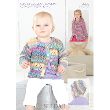 Sirdar Snuggly Baby Crofter DK 4482 Cardigans and Bonnet 0-7 years Downloadable Knitting Pattern