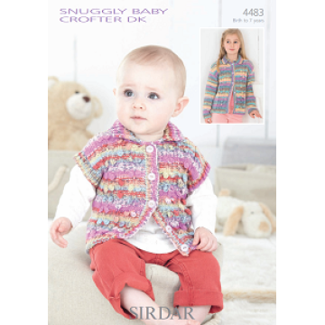 Sirdar Snuggly Baby Crofter DK 4483 Baby Girls Jackets 0-7 years Downloadable Knitting Pattern