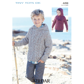 Sirdar TinyTots DK 4498 Hooded Sweater age 2-13 Blanket Downloadable Knitting Pattern
