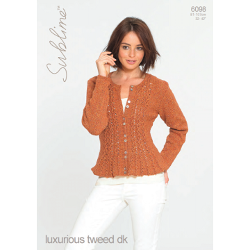 Sublime luxurious tweed dk 6098 Woman's Cardigan Adult Downloadable Knitting Pattern