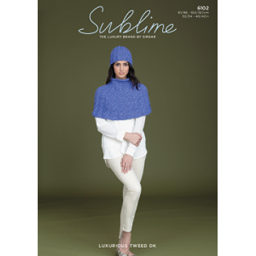 Sublime Luxurious Tweed DK 6102 Cape and Hat Adult Downloadable Knitting Pattern