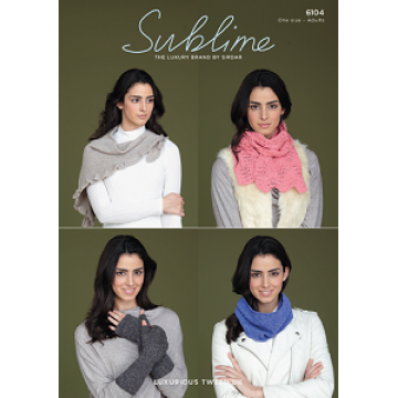 Sublime Luxurious Tweed DK 6104 Scarf, Snood, Mittens, Shawl Adult Downloadable Knitting Pattern