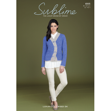 Sublime Luxurious Tweed DK 6105 Jacket Adult Downloadable Knitting Pattern