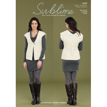 Sublime Luxurious Aran Tweed 6107 Waistcoat Adult Downloadable Knitting Pattern