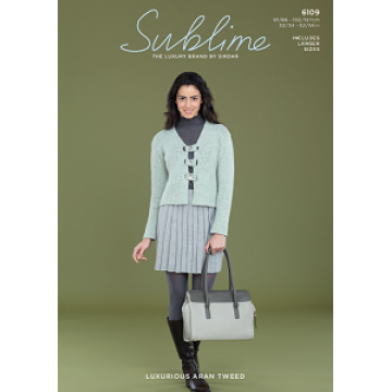 Sublime Luxurious Aran Tweed 6109 Jacket Adult Downloadable Knitting Pattern